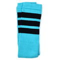 Skater Socks Knee Length - AQUA WITH BLACK STRIPES - Pigeon's Roller Skate Shop