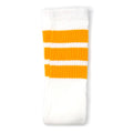 Crew Length Skatersocks - WHITE W/ GOLD STRIPES - Pigeon's Roller Skate Shop