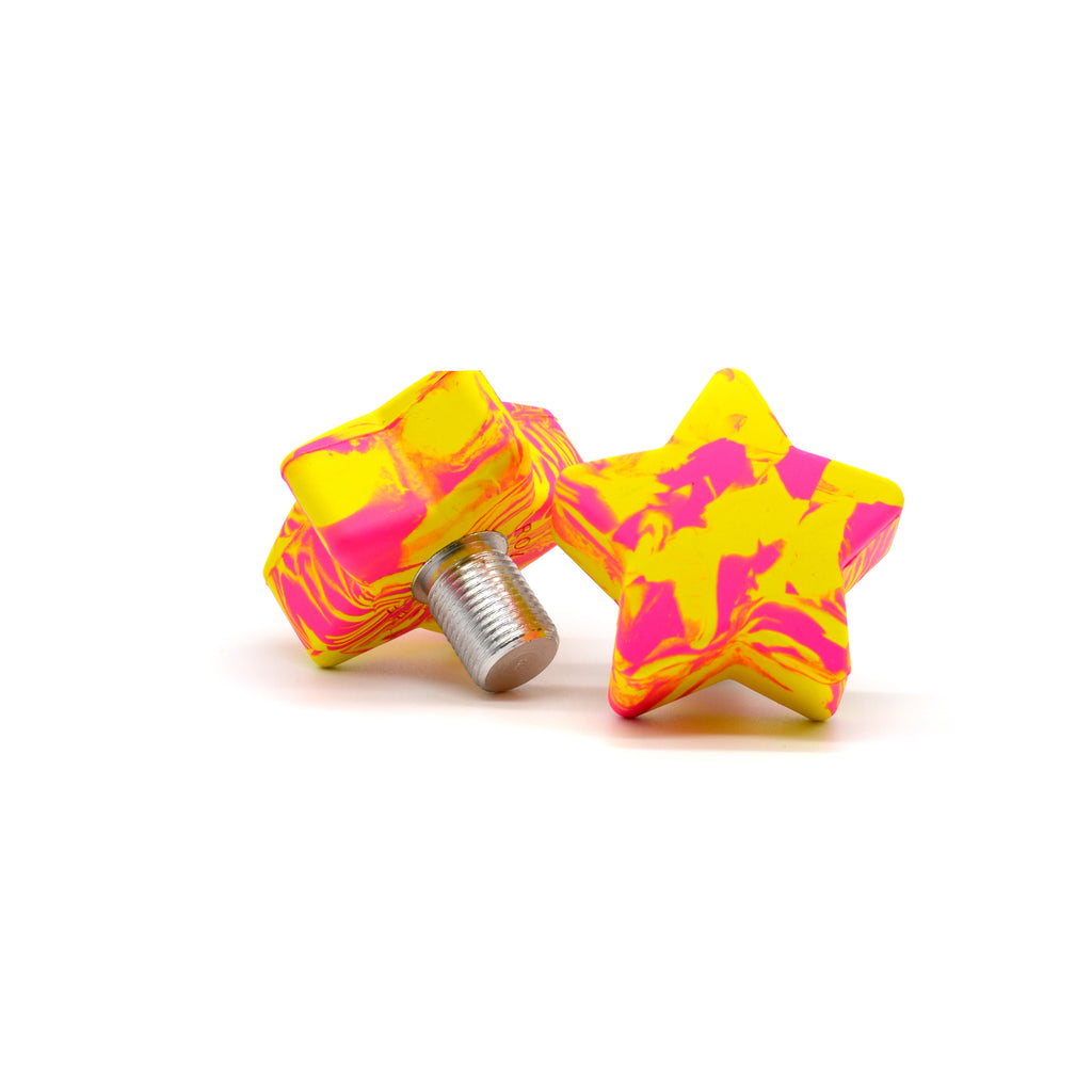 ★ Twinkle Toes Star Stops - NEON PINK YELLOW SWIRL - Pigeon's Roller Skate Shop