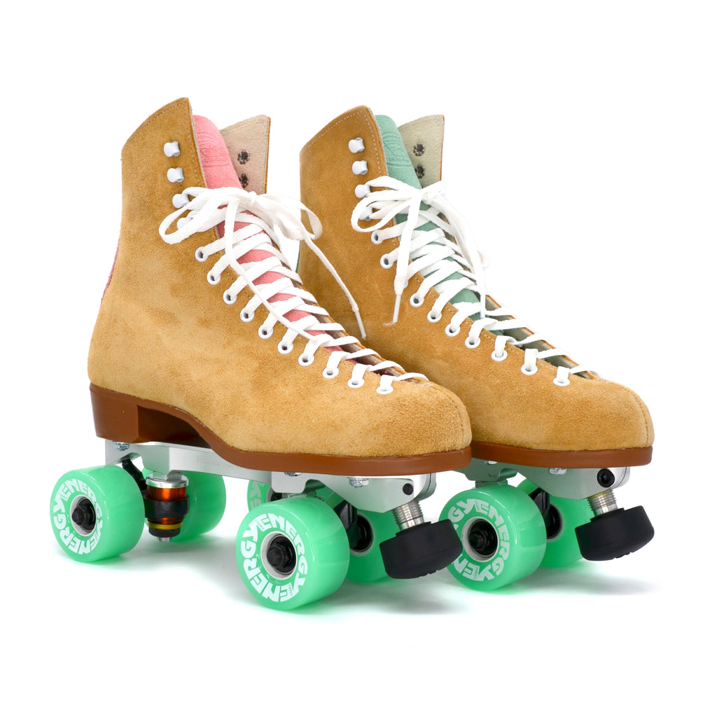 Riedell 135 Reactor Neo Package - TEAL AND PINK MISMATCH - Pigeon's Roller Skate Shop