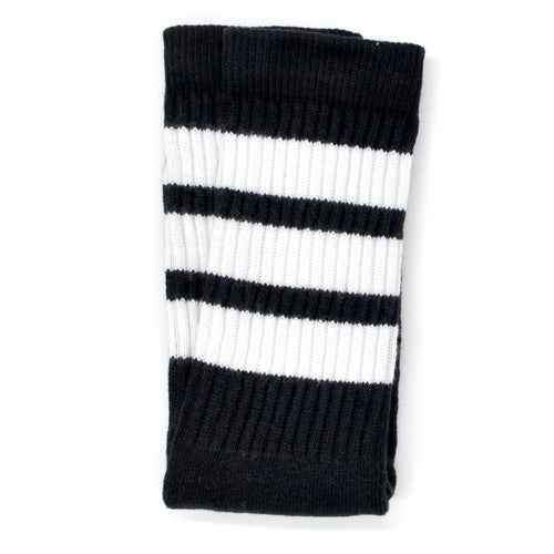 Crew Length Skatersocks - BLACK W/ WHITE STRIPES - Pigeon's Roller Skate Shop
