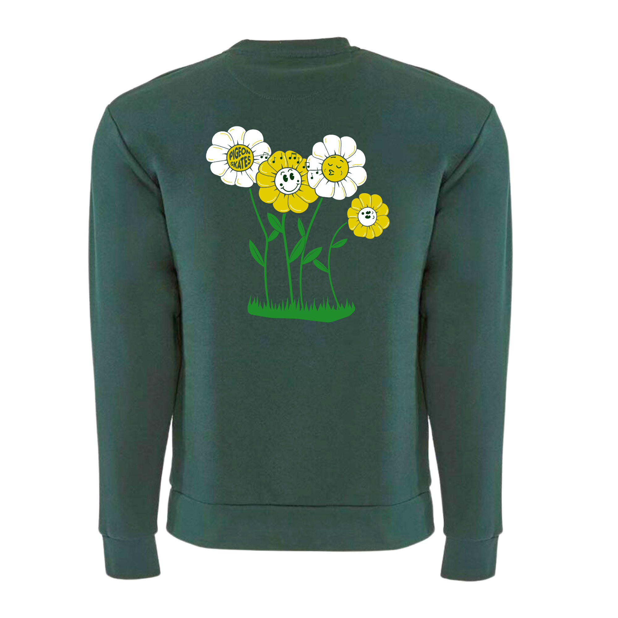 Pigeon's Flower Friends Crewneck Sweater *Pouch Pocket* - Pigeon's Roller Skate Shop