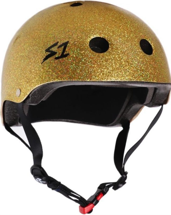 S1 Mini Lifer *KIDS* Helmet - GOLD GLOSS GLITTER - Pigeon's Roller Skate Shop