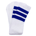 Skater Socks Knee Length - WHITE W/ ROYAL BLUE STRIPES - Pigeon's Roller Skate Shop