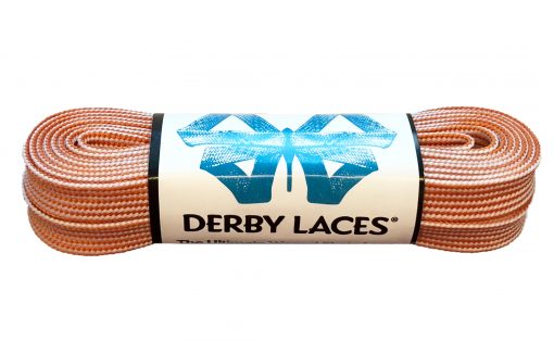 Orange and White Stripe Waxed Derby Laces - Pigeon's Roller Skate Shop