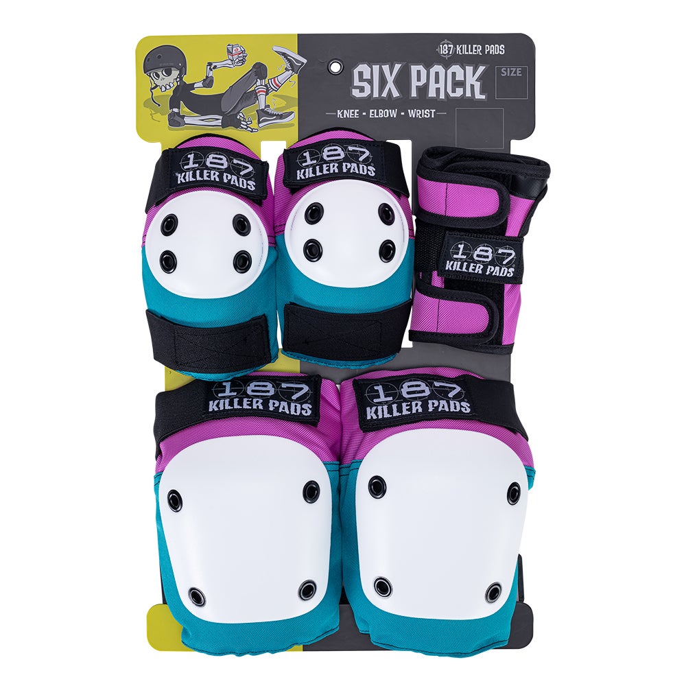 187 6-Pack Pad Set - PINK/TEAL - Pigeon's Roller Skate Shop