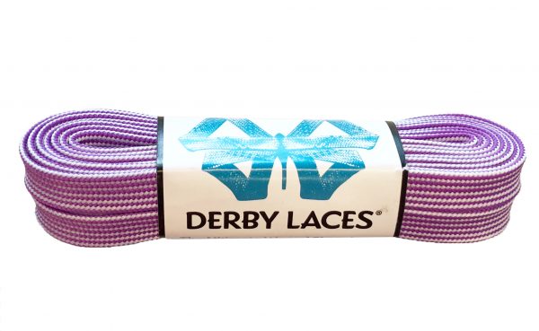 Purple and White Stripe Waxed Derby Laces - Pigeon's Roller Skate Shop
