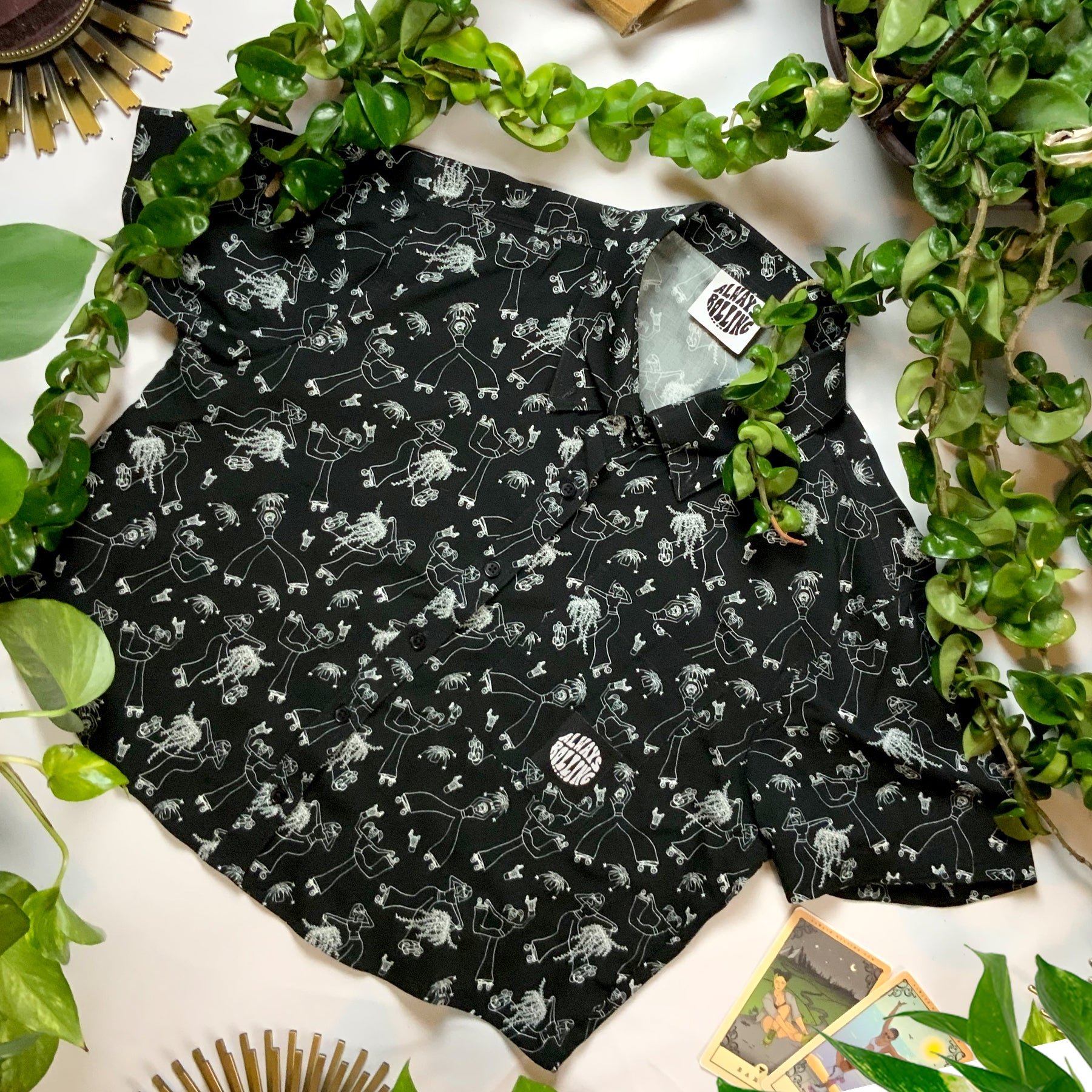 Skate Crop Button Up- ROXANNE - Pigeon's Roller Skate Shop