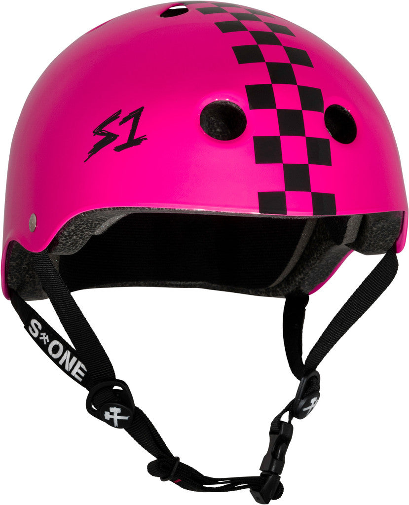 S1 Lifer Helmet - PINK GLOSS W/ CHECKERS - Pigeon's Roller Skate Shop