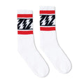 SOCCO x Mike Vallely Crew Length Socks - WHITE W/ LIGHTNING BOLT - Pigeon's Roller Skate Shop