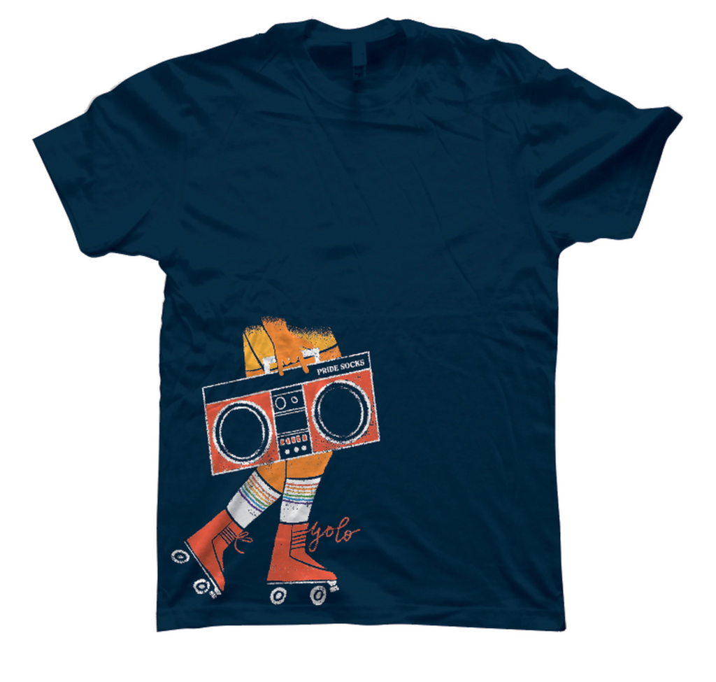 Roller Skater T-Shirt - RETRO NAVY BLUE - Pigeon's Roller Skate Shop