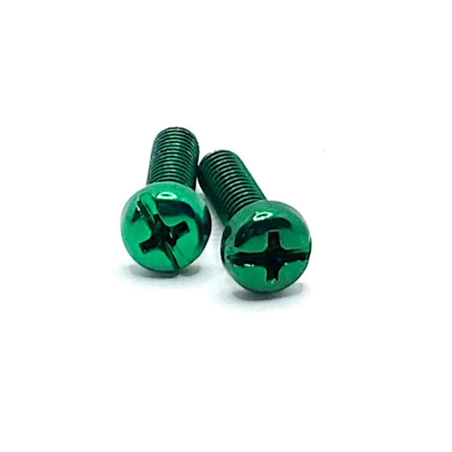 Green Metallic Bolts / Screws for Bolt-on Toe Stops & Toe Plugs (5/16"), Pair - Pigeon's Roller Skate Shop