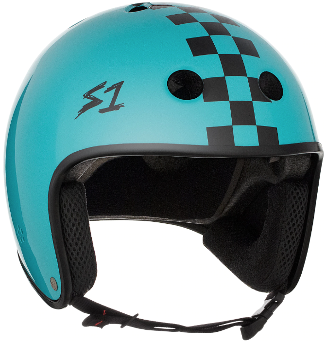S1 Retro Lifer Helmet - LAGOON GLOSS WITH CHECKERS - Pigeon's Roller Skate Shop