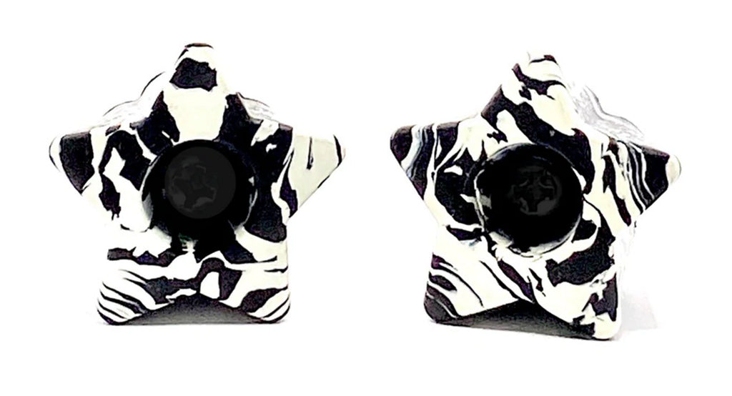 ★ Twinkle Toes Bolt-On Star Stops - BLACK WHITE SWIRL - Pigeon's Roller Skate Shop