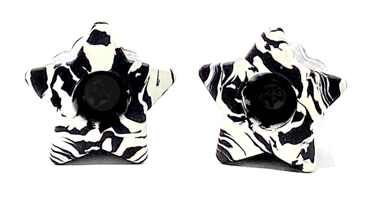 ★ Twinkle Toes Bolt-On Star Stops - BLACK WHITE SWIRL - Pigeon's Roller Skate Shop