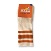 Socco Organic Socks - WHITE/RUST - Pigeon's Roller Skate Shop