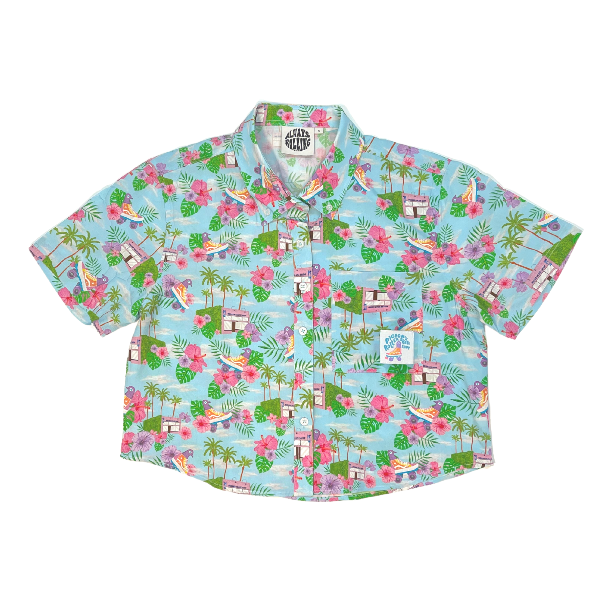 Skate Crop Button Up - PIGEON’S SKATE SHOP - Pigeon's Roller Skate Shop