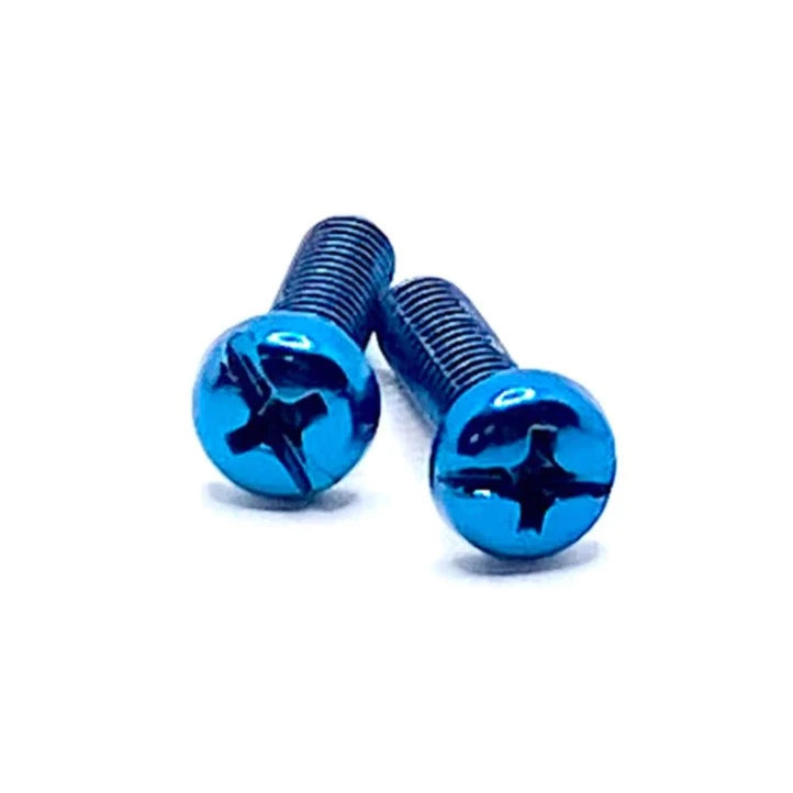 Blue Metallic Bolts / Screws for Bolt-on Toe Stops & Toe Plugs (5/16"), Pair - Pigeon's Roller Skate Shop