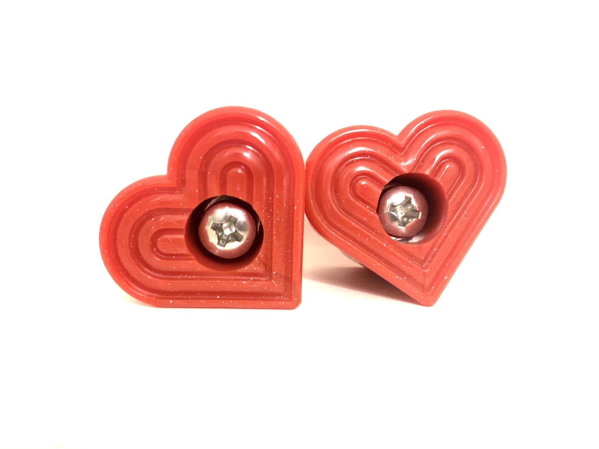 Grindstone Heartstopper - Bolt-On Toe Stop - HOT ROD RED GLITTER - Pigeon's Roller Skate Shop