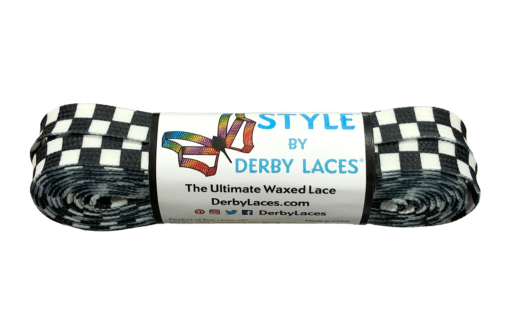 WAXED by Derby Laces - BLACK AND WHITE CHECKERS 96" - Pigeon's Roller Skate Shop