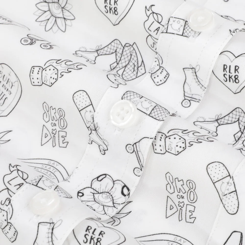 Skate Crop Button Up - KAT - Pigeon's Roller Skate Shop
