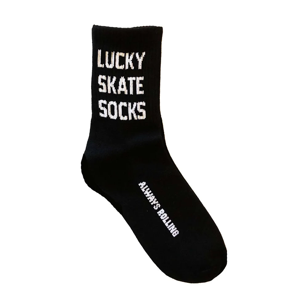 Lucky Skate Socks - BLACK - Pigeon's Roller Skate Shop
