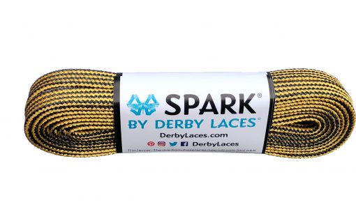 Gold and Black Spark Metallic Sparkle Derby Laces - Pigeon's Roller Skate Shop