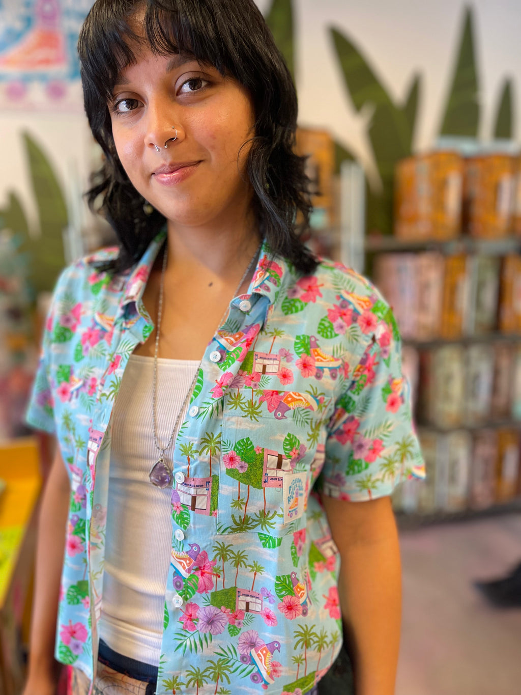 Skate Crop Button Up - PIGEON’S SKATE SHOP - Pigeon's Roller Skate Shop