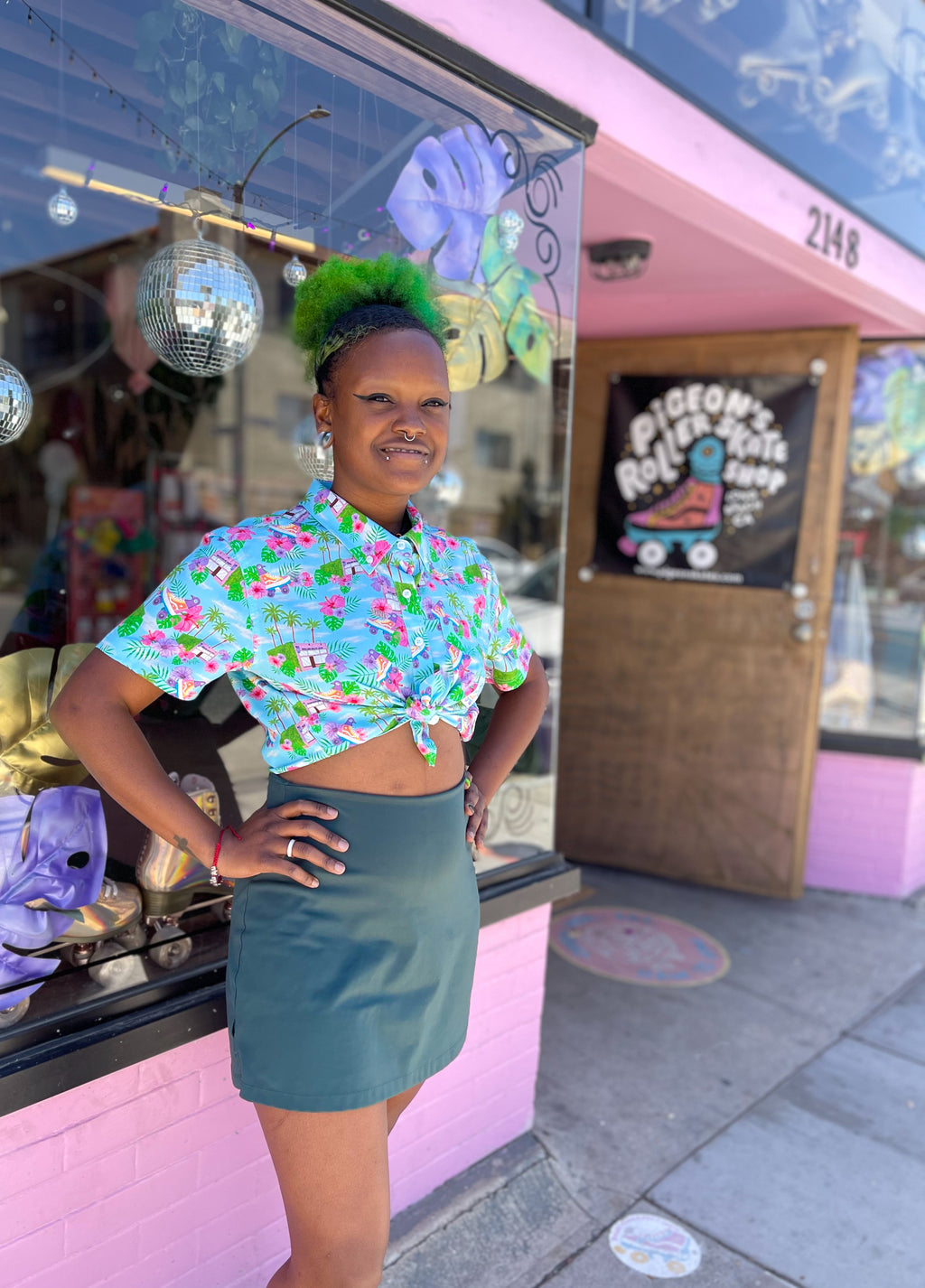 Skate Crop Button Up - PIGEON’S SKATE SHOP - Pigeon's Roller Skate Shop