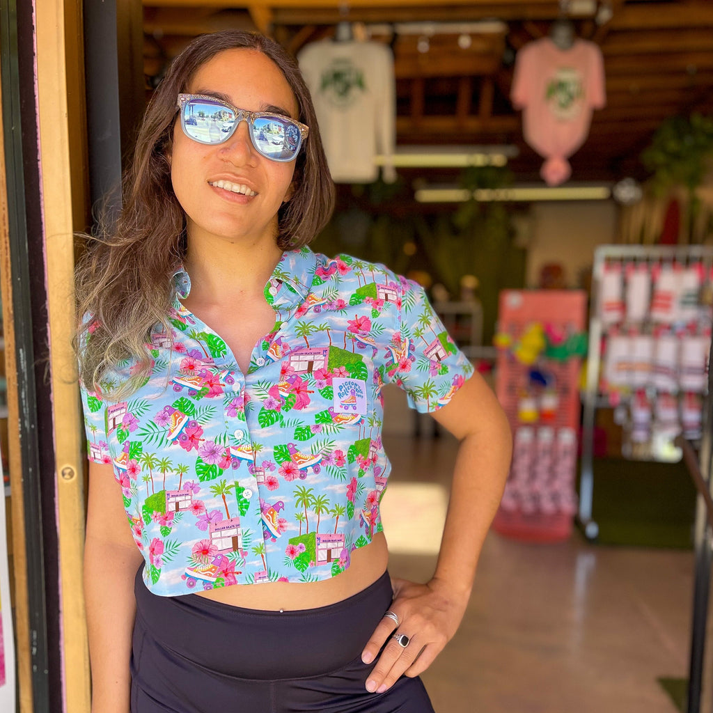 Skate Crop Button Up - PIGEON’S SKATE SHOP - Pigeon's Roller Skate Shop
