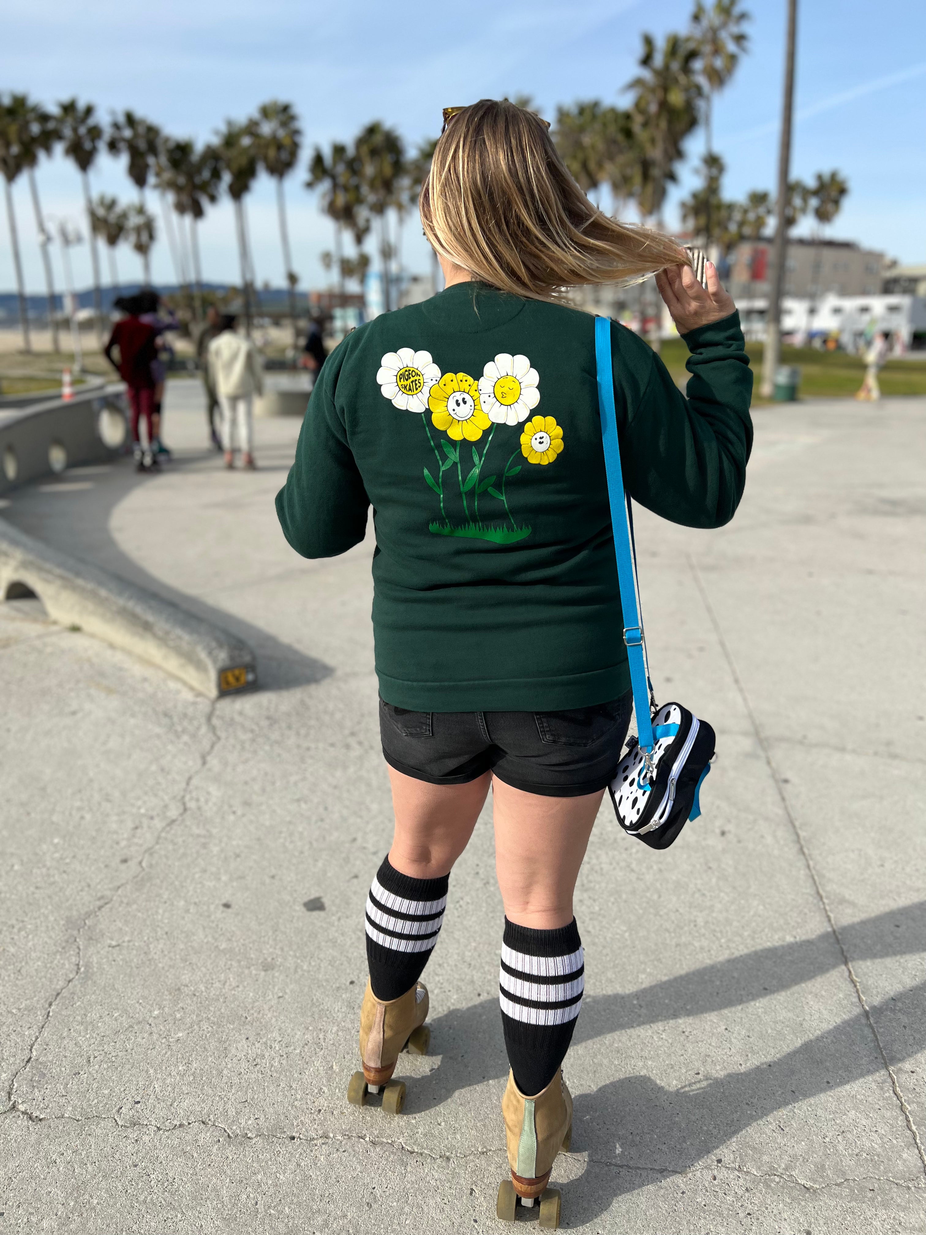 Pigeon's Flower Friends Crewneck Sweater *Pouch Pocket* - Pigeon's Roller Skate Shop
