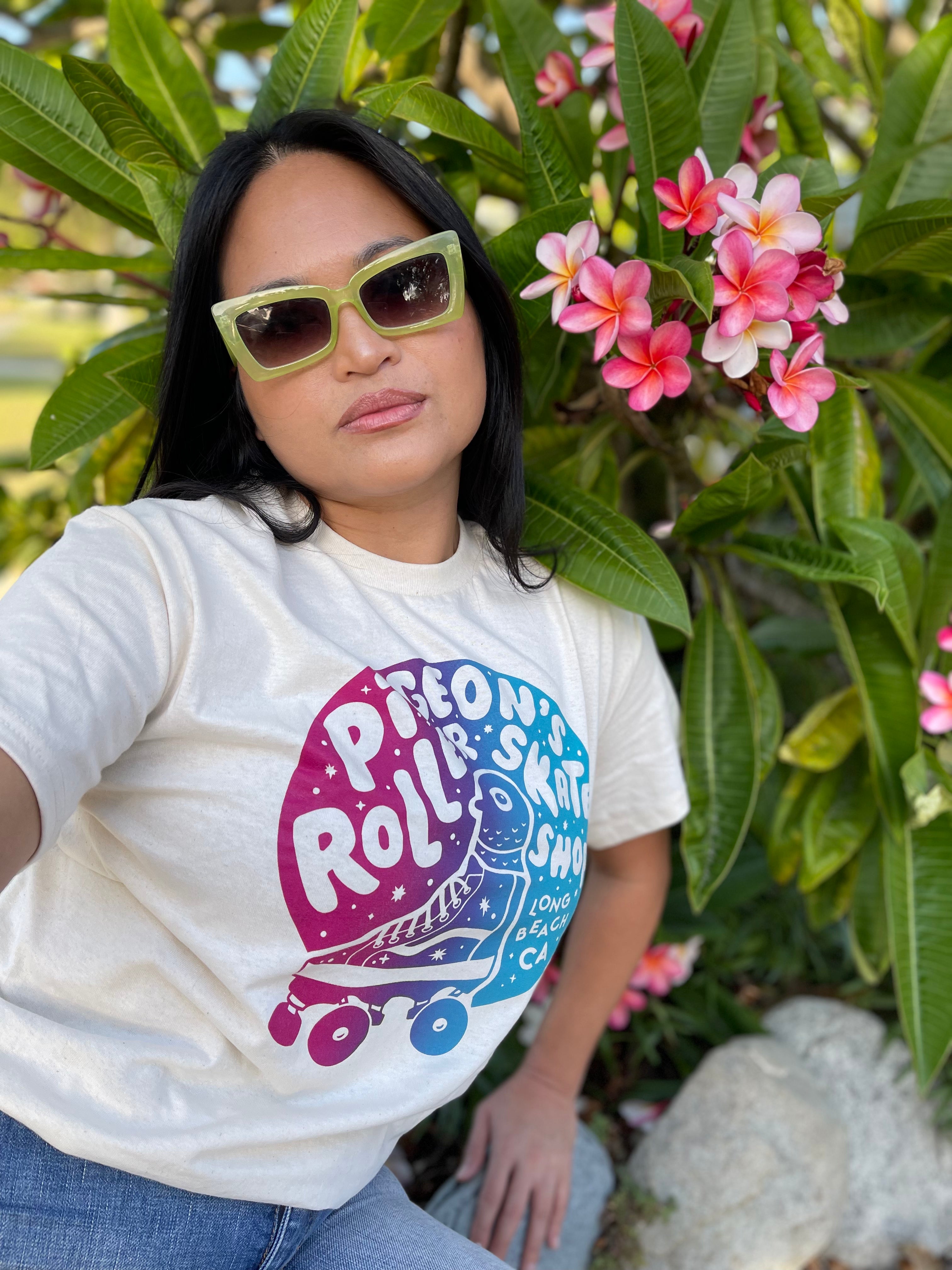 Pigeon's Gradient Skate Shop Tee - CREAM - Pigeon's Roller Skate Shop