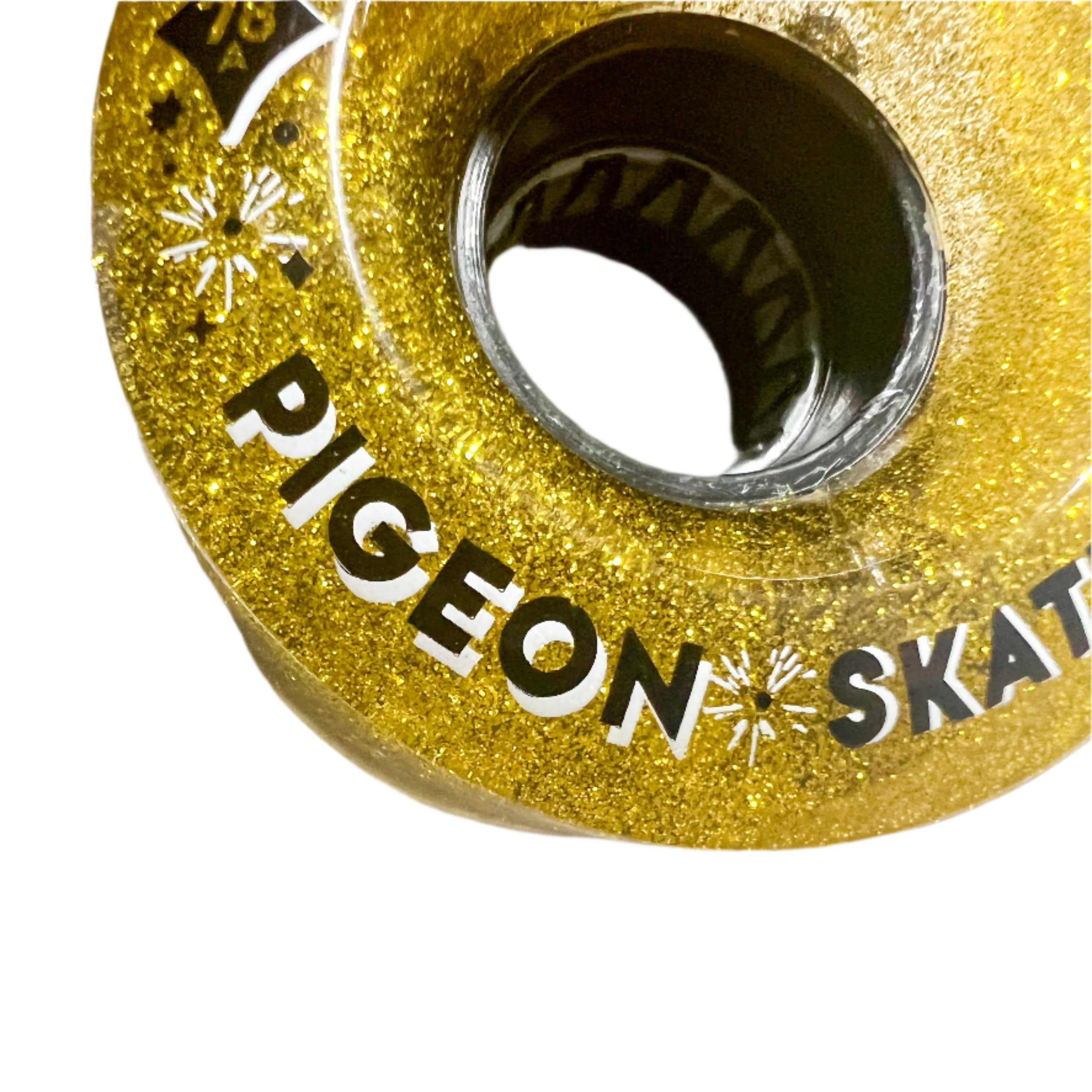 Luminous x Pigeon • Light Up Wheels - GOLD GLITTER- SLIM HUB - Pigeon's Roller Skate Shop