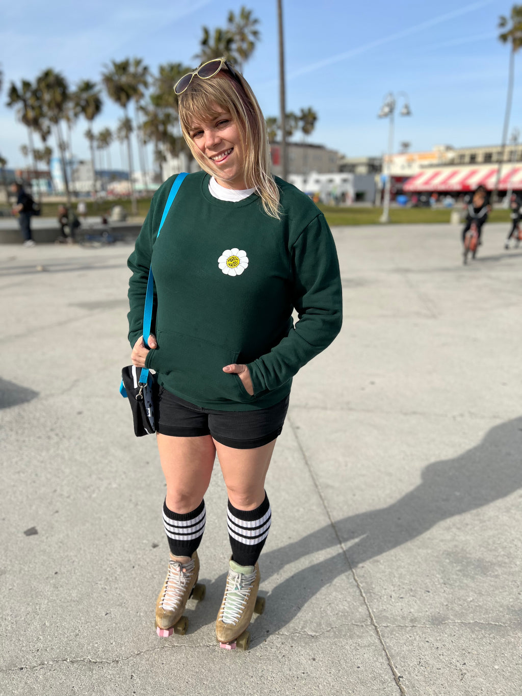 Pigeon's Flower Friends Crewneck Sweater *Pouch Pocket* - Pigeon's Roller Skate Shop