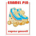 Retro Roller Skate Enamel Pin - Pigeon's Roller Skate Shop