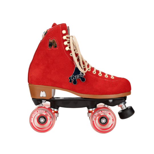 Red roller skate with red wheels