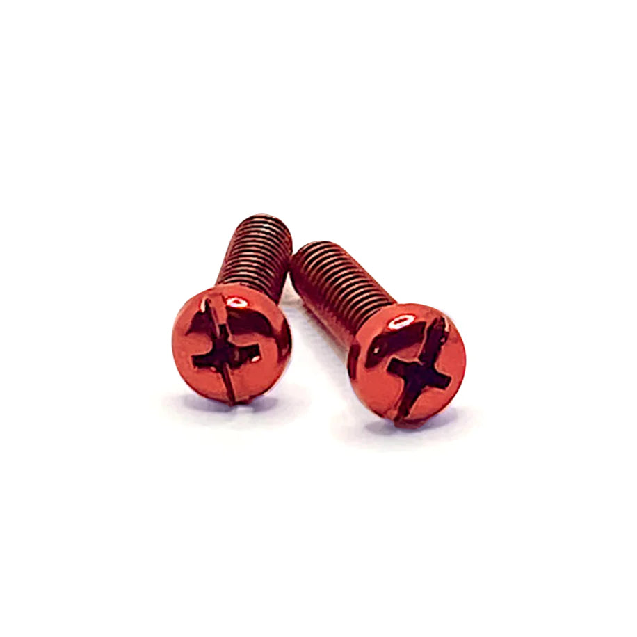 Red Metallic Bolts / Screws for Bolt-on Toe Stops & Toe Plugs (5/16"), Pair - Pigeon's Roller Skate Shop