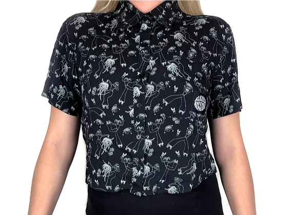 Skate Crop Button Up- ROXANNE - Pigeon's Roller Skate Shop