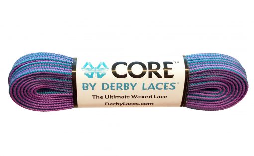 Purple and Teal Striped CORE Derby Laces - 108 inches - Pigeon's Roller Skate Shop